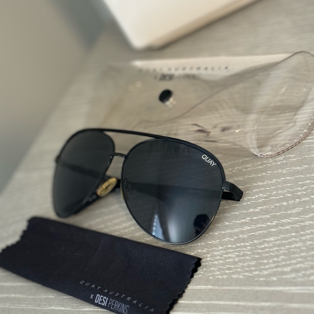 Quay Black Aviator Sunglasses